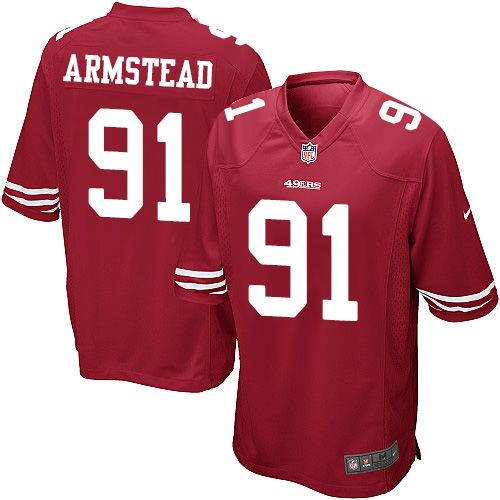 Nike 49ers #91 Arik Armstead Red Team Color Youth Stitched NFL Elite Jersey - Click Image to Close